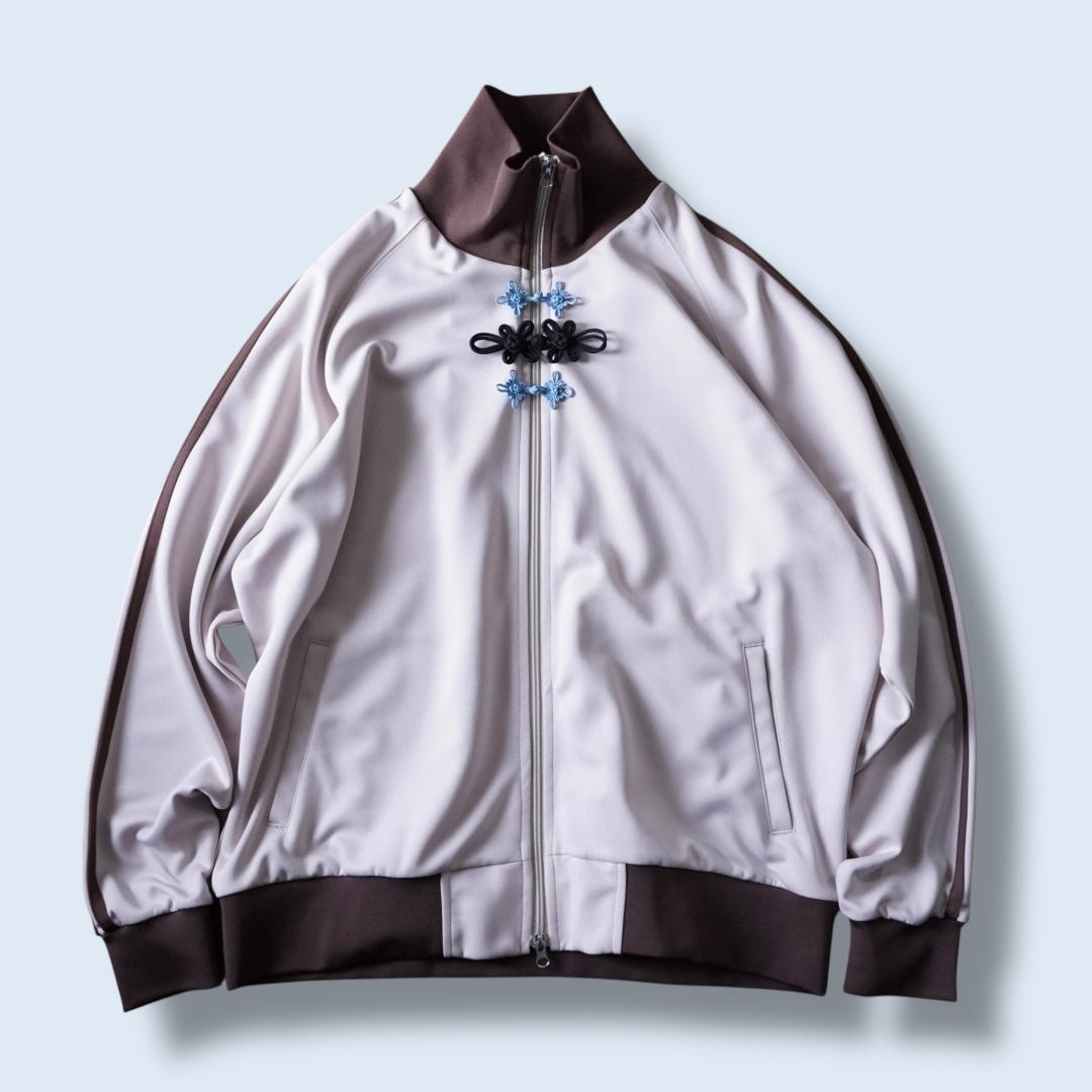 "CHINA × SPORTS" beige × blue China track jacket