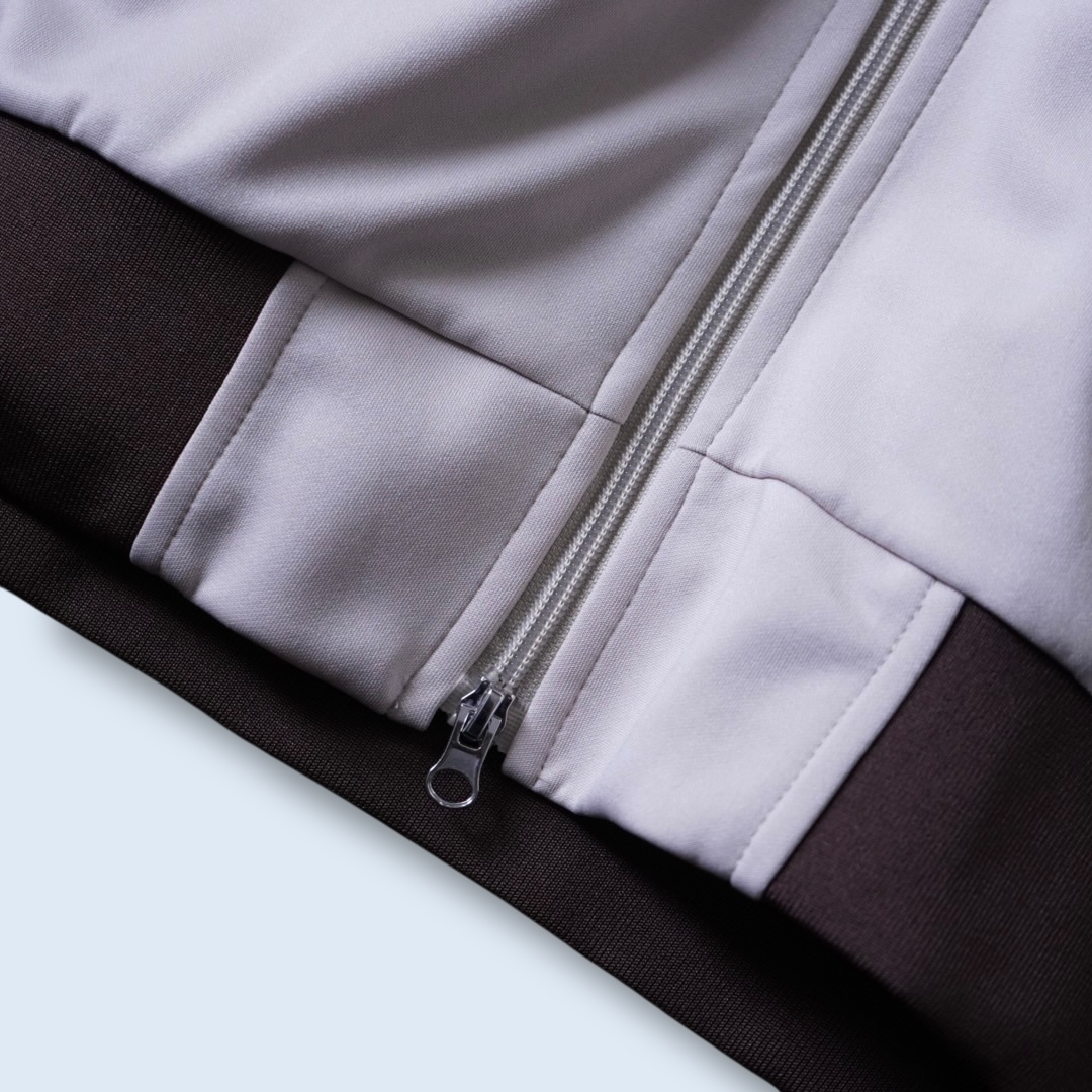 "CHINA × SPORTS" beige × blue China track jacket