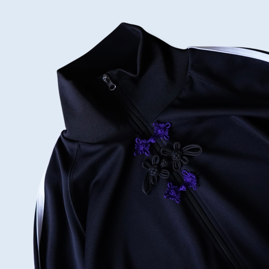 "CHINA × SPORTS" black × purple China track jacket