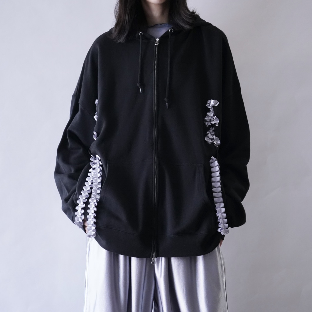 【Remake / Lace-up】front frill & back lace parka