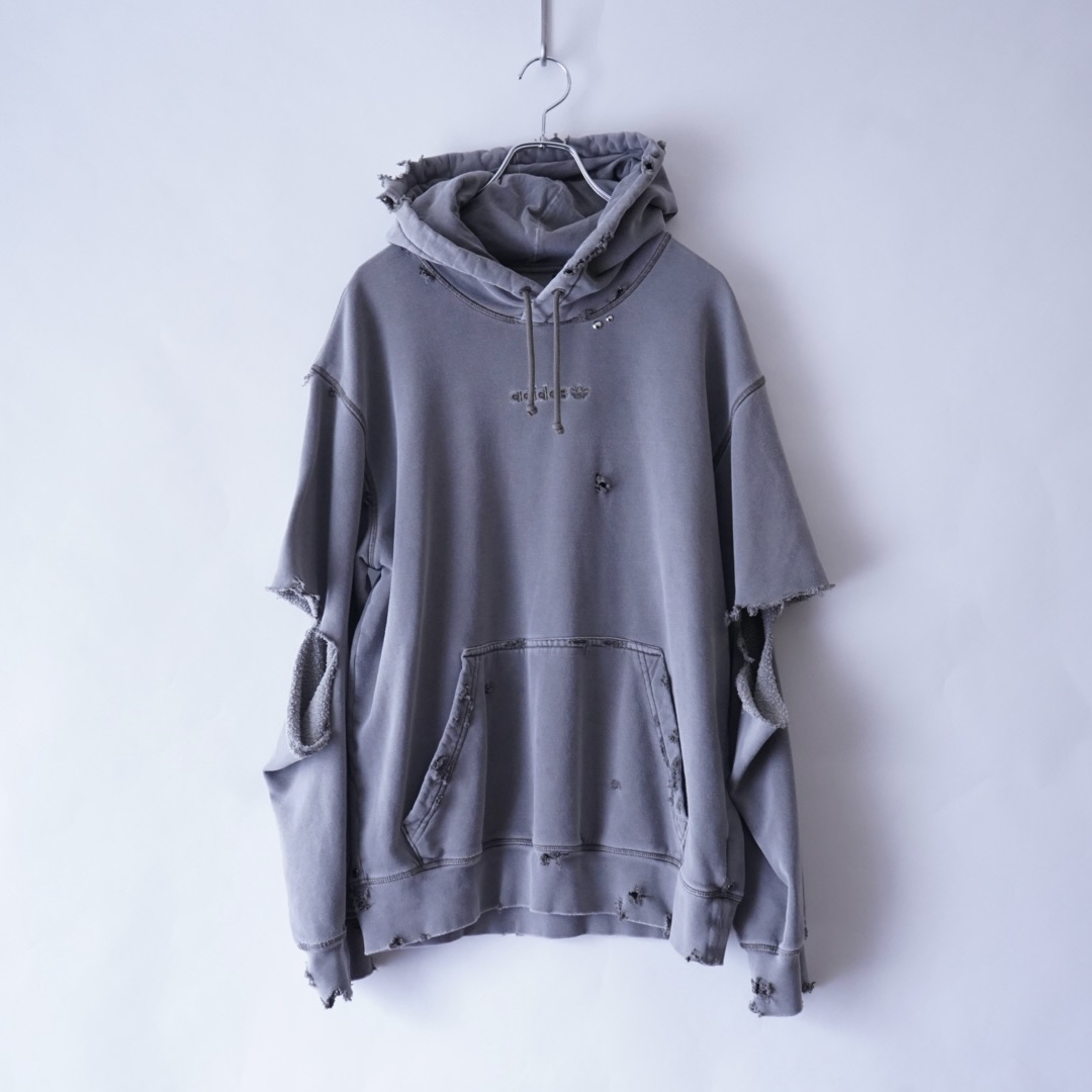 【PUNK REMAKE】"adidas" BORO × STUDS custom short length parka