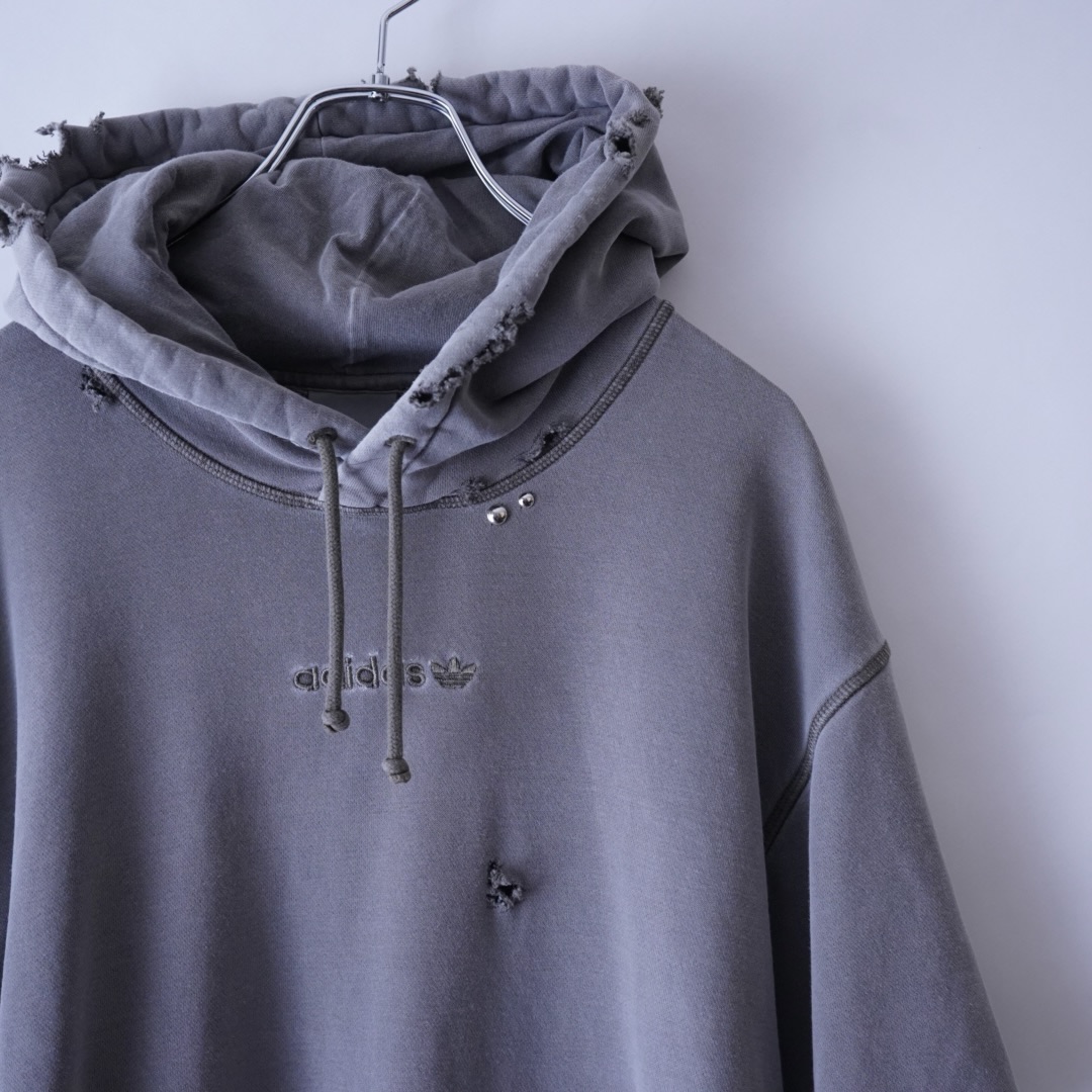 【PUNK REMAKE】"adidas" BORO × STUDS custom short length parka