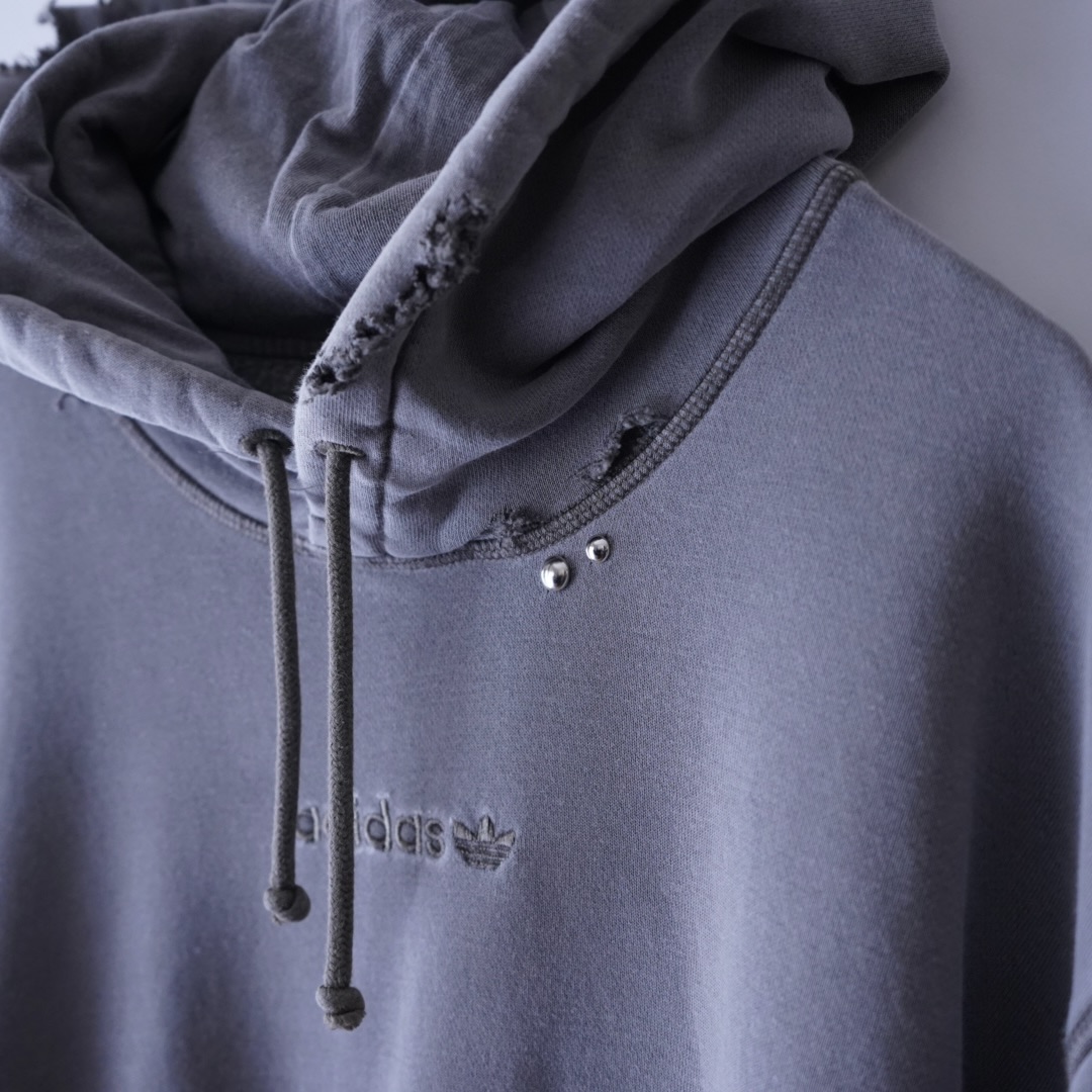 【PUNK REMAKE】"adidas" BORO × STUDS custom short length parka