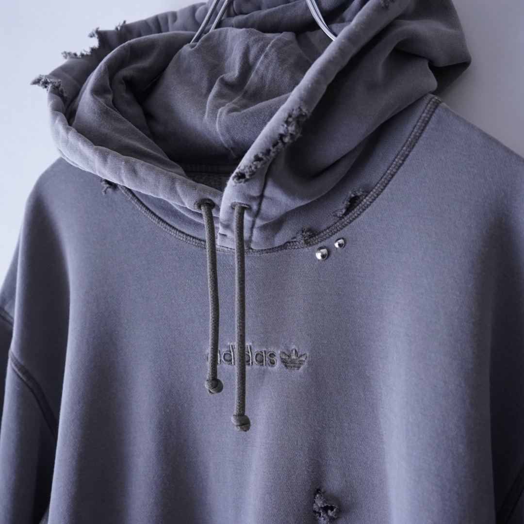 【PUNK REMAKE】"adidas" BORO × STUDS custom short length parka