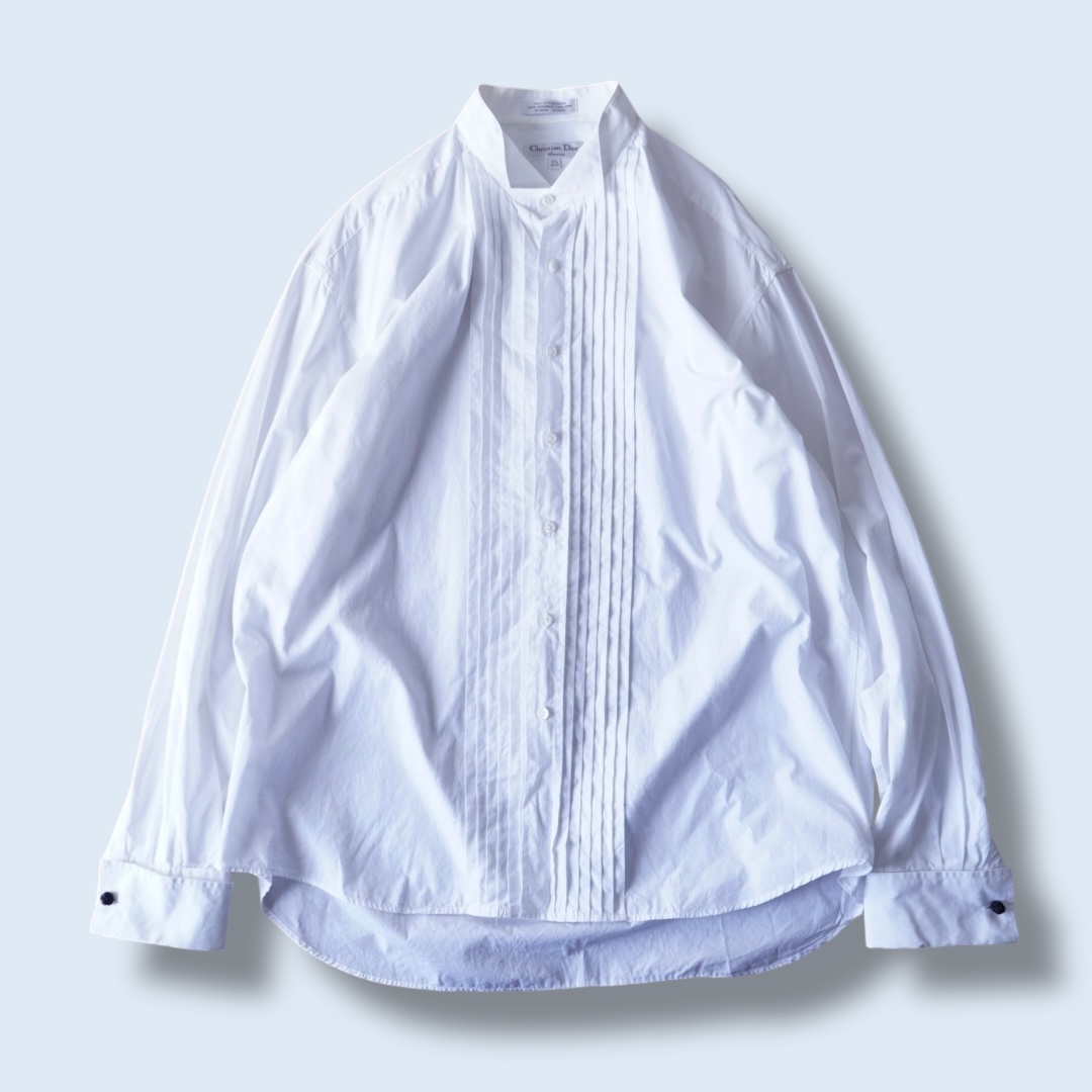 【Christian Dior】wing collar pleats dress shirt