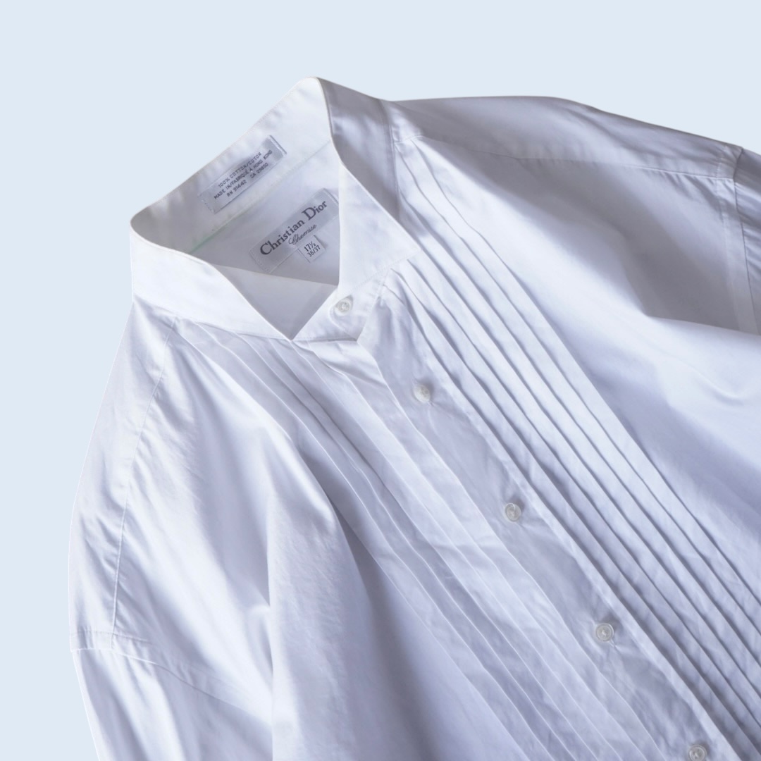 【Christian Dior】wing collar pleats dress shirt