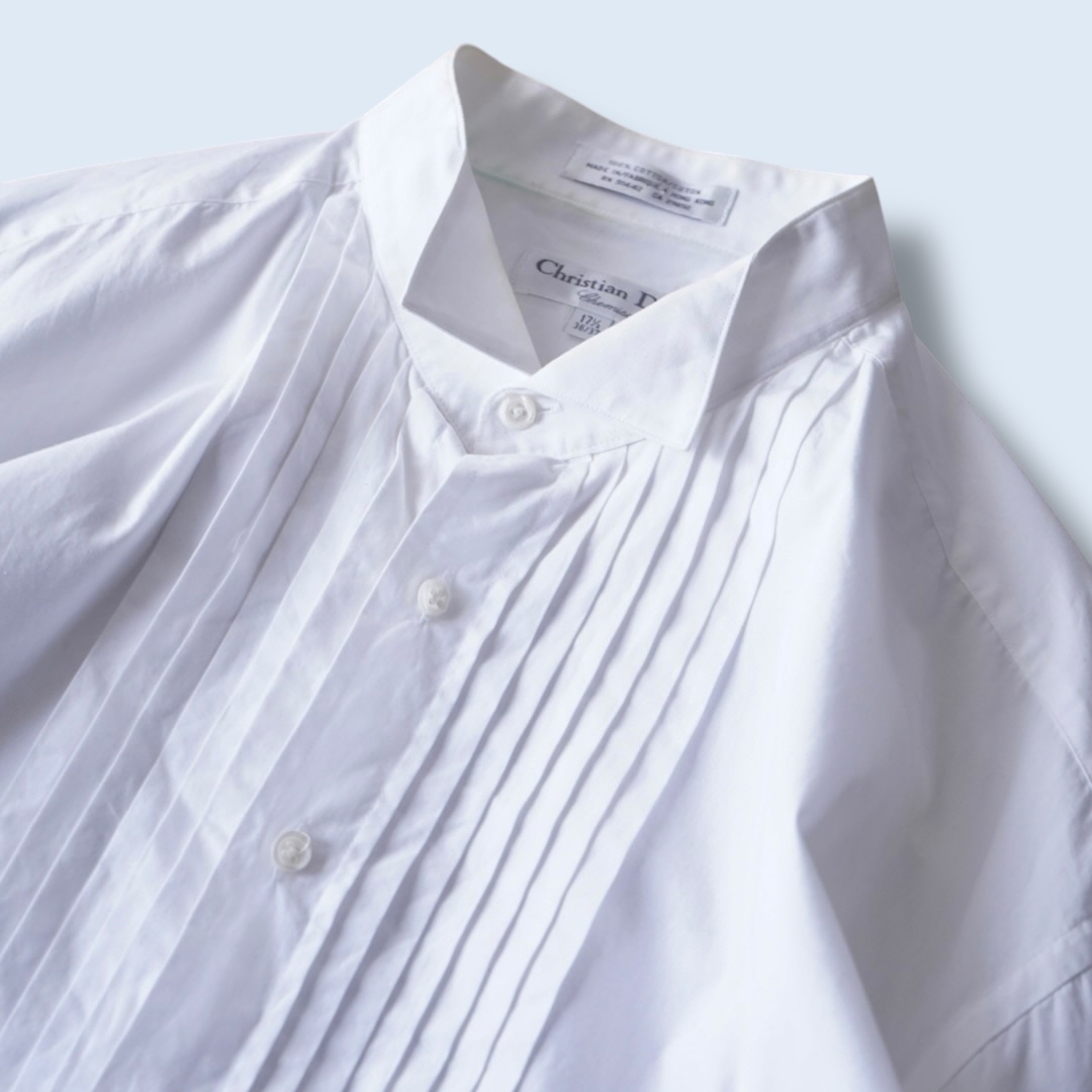 【Christian Dior】wing collar pleats dress shirt