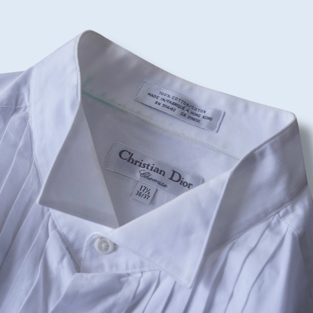 【Christian Dior】wing collar pleats dress shirt