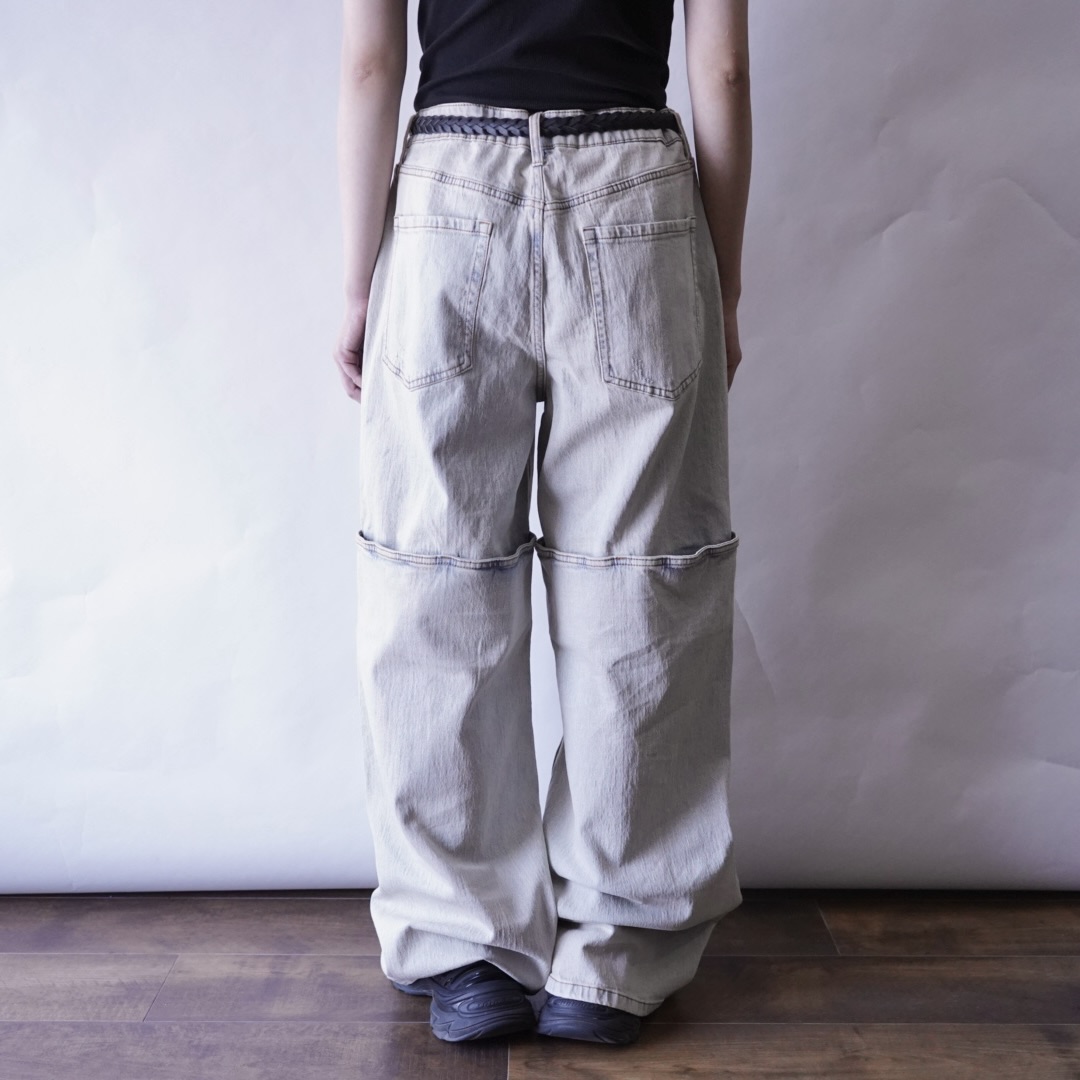 Y2K design bijou ornamental ice blue denim baggy pants