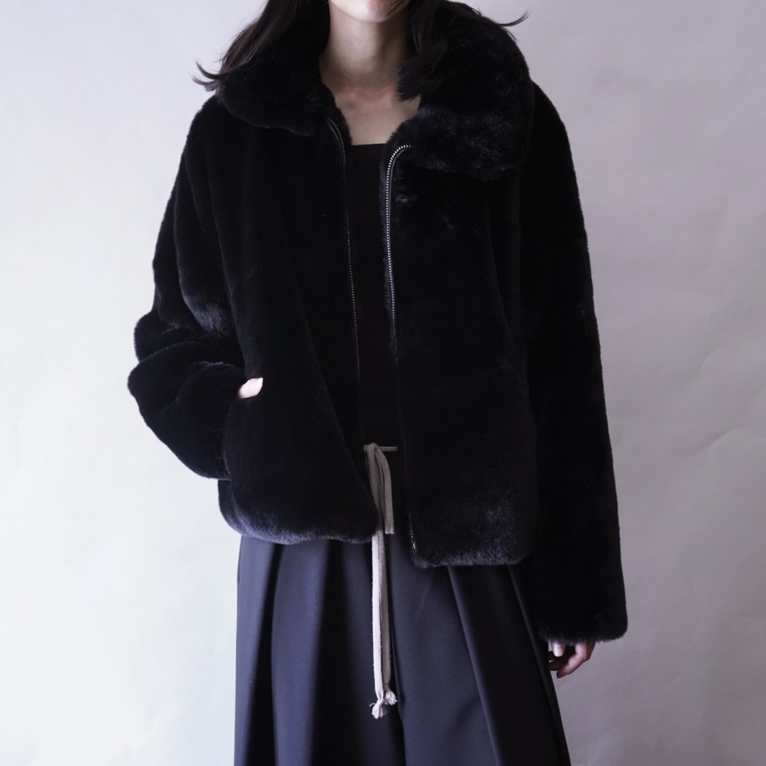 mofumofu fake fur short length jacket