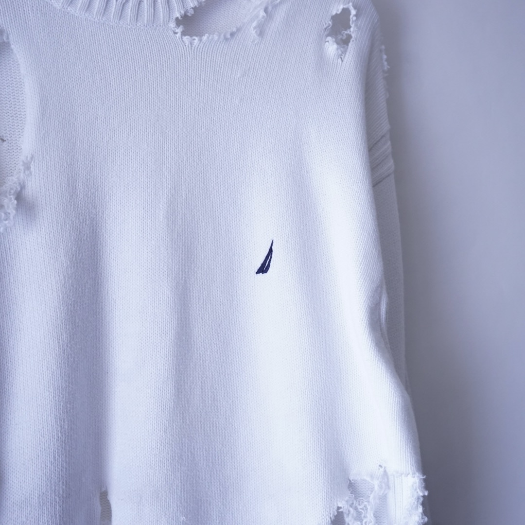 【DRIP REMAKE】NAUTICA BORO custom white knit