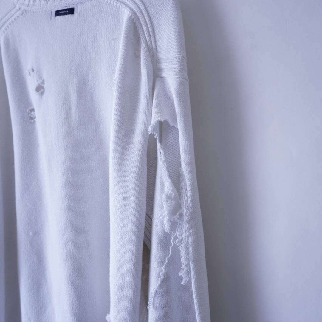 【DRIP REMAKE】NAUTICA BORO custom white knit