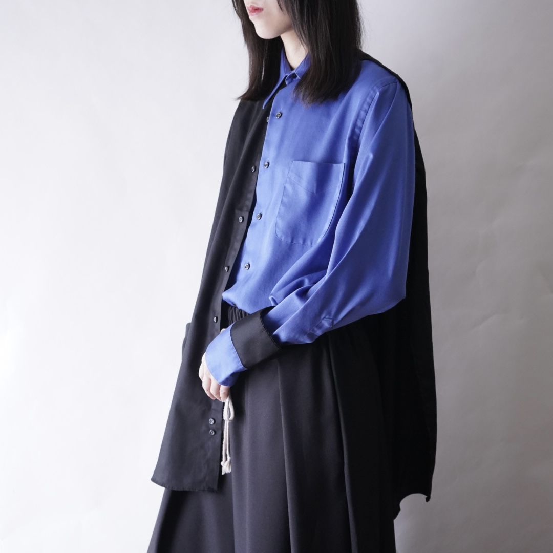 【DOCKING REMAKE】asymmetry black × blue deformed shirt