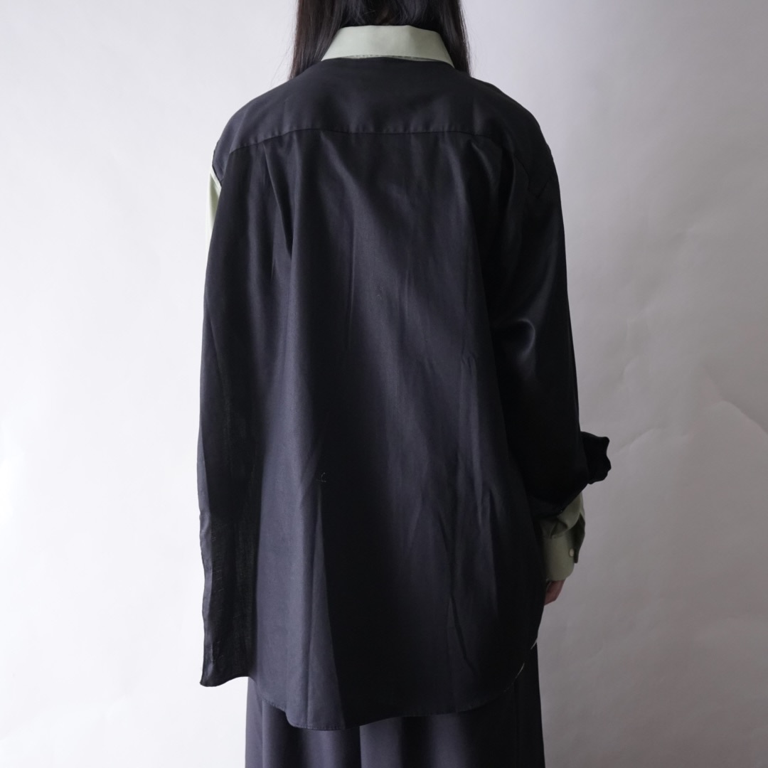 【DOCKING REMAKE】asymmetry black × pistàcchio deformed shirt