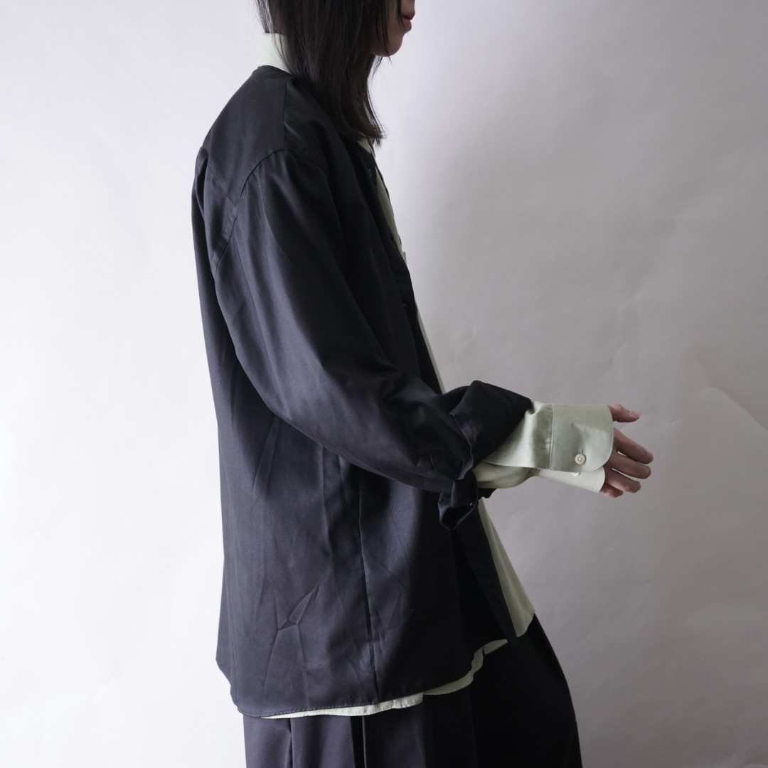 【DOCKING REMAKE】asymmetry black × pistàcchio deformed shirt