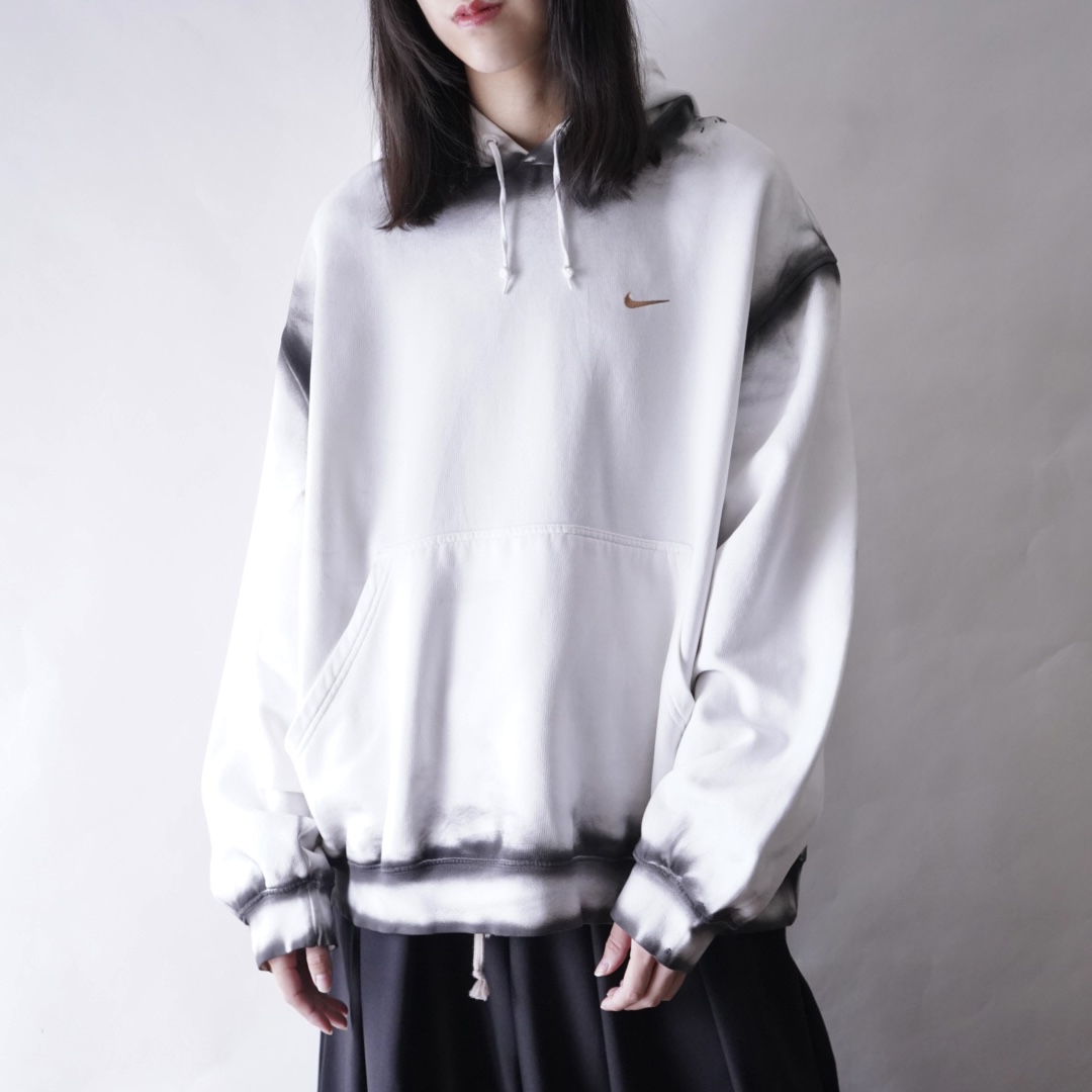 【ANARCHY REMAKE】NIKE white color SPRAY custom short length parka