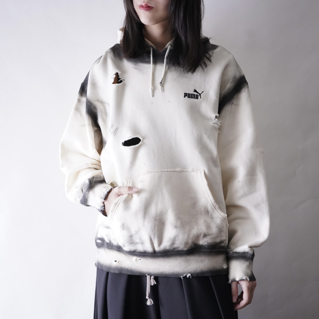 【ANARCHY REMAKE】puma ecru color SPRAY × BORO custom short length parka