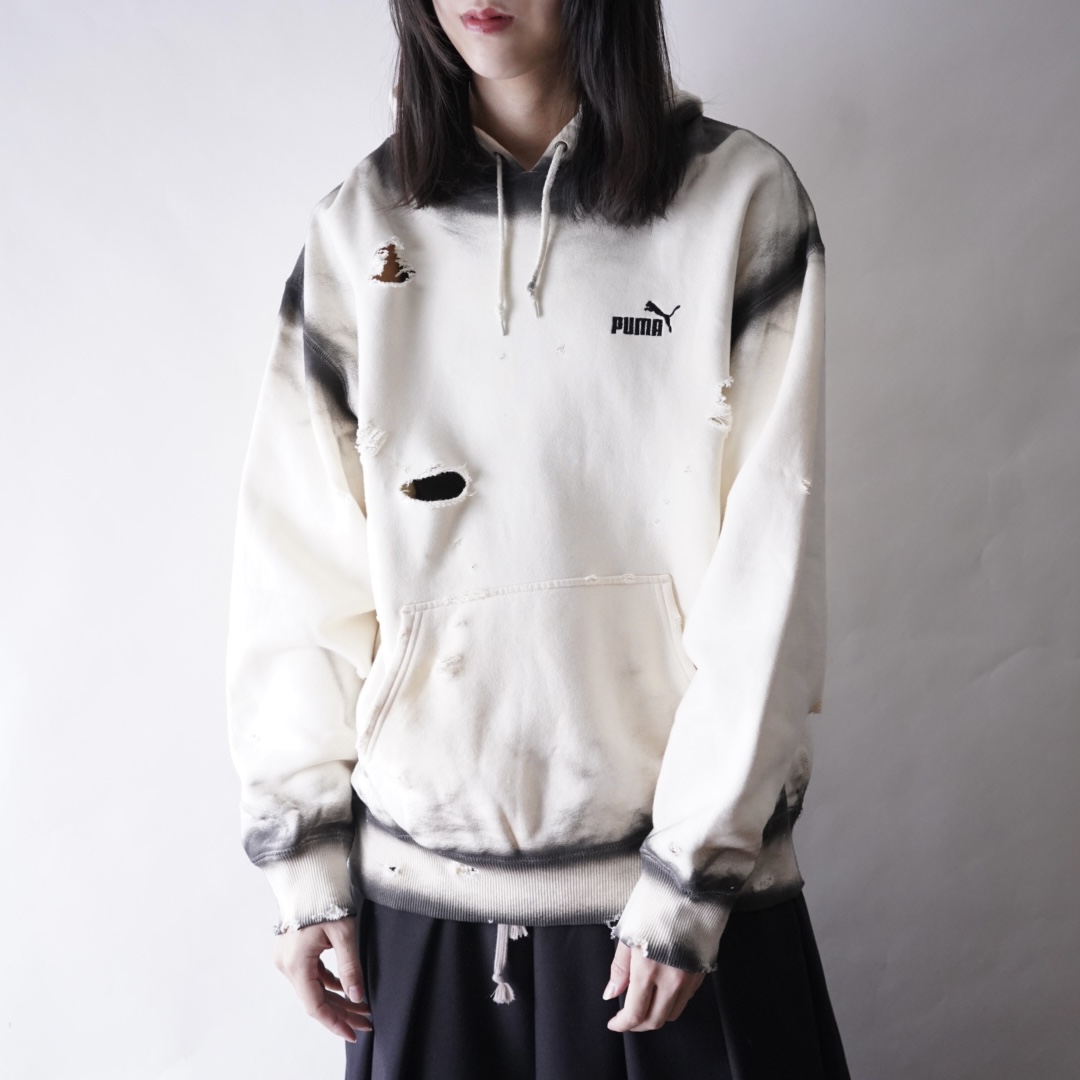 【ANARCHY REMAKE】puma ecru color SPRAY × BORO custom short length parka