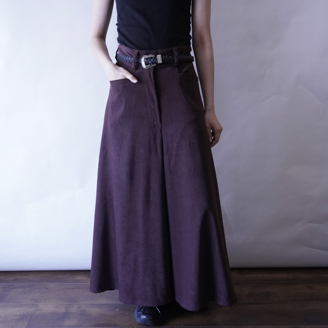 burgundy fake suede super wide hakama pants