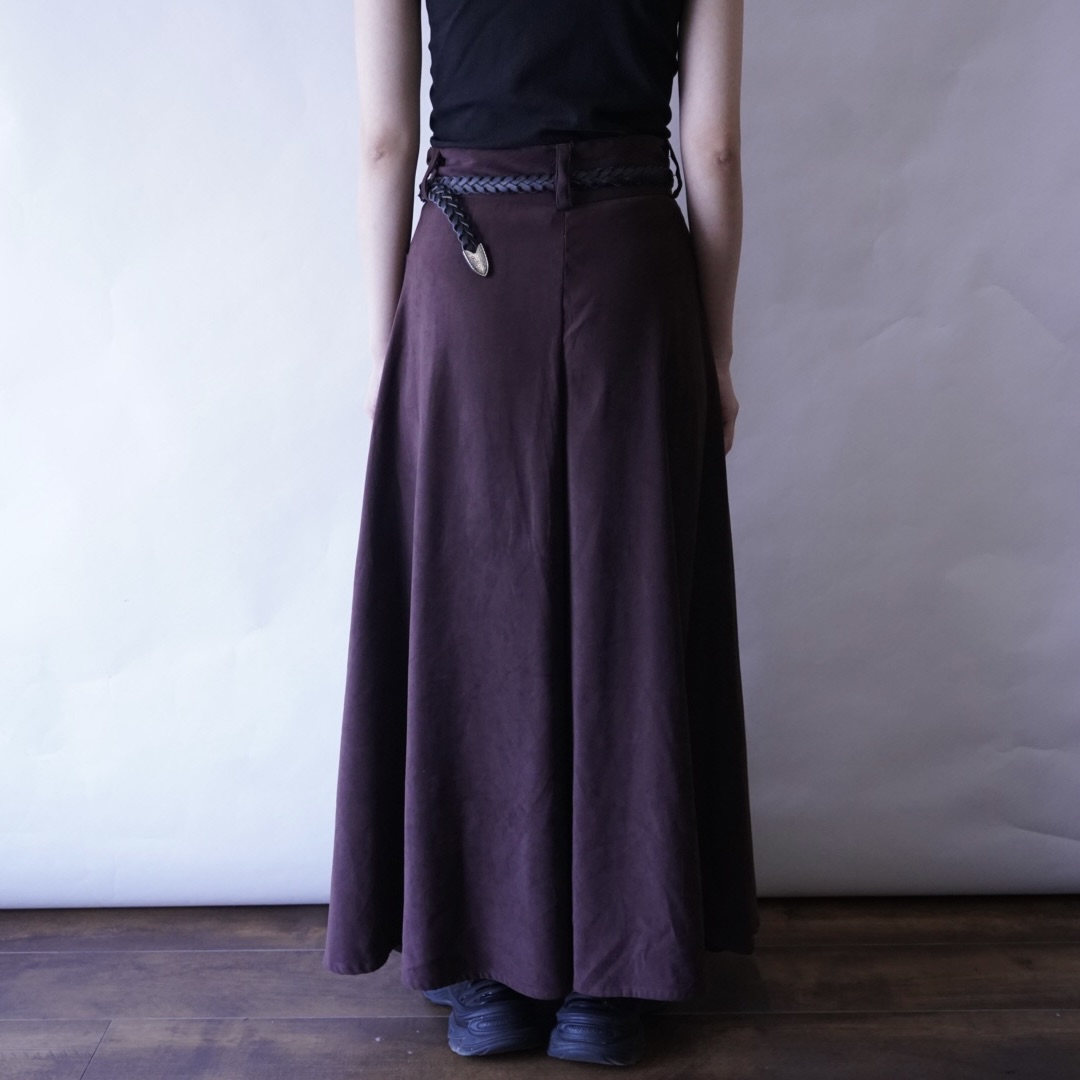burgundy fake suede super wide hakama pants