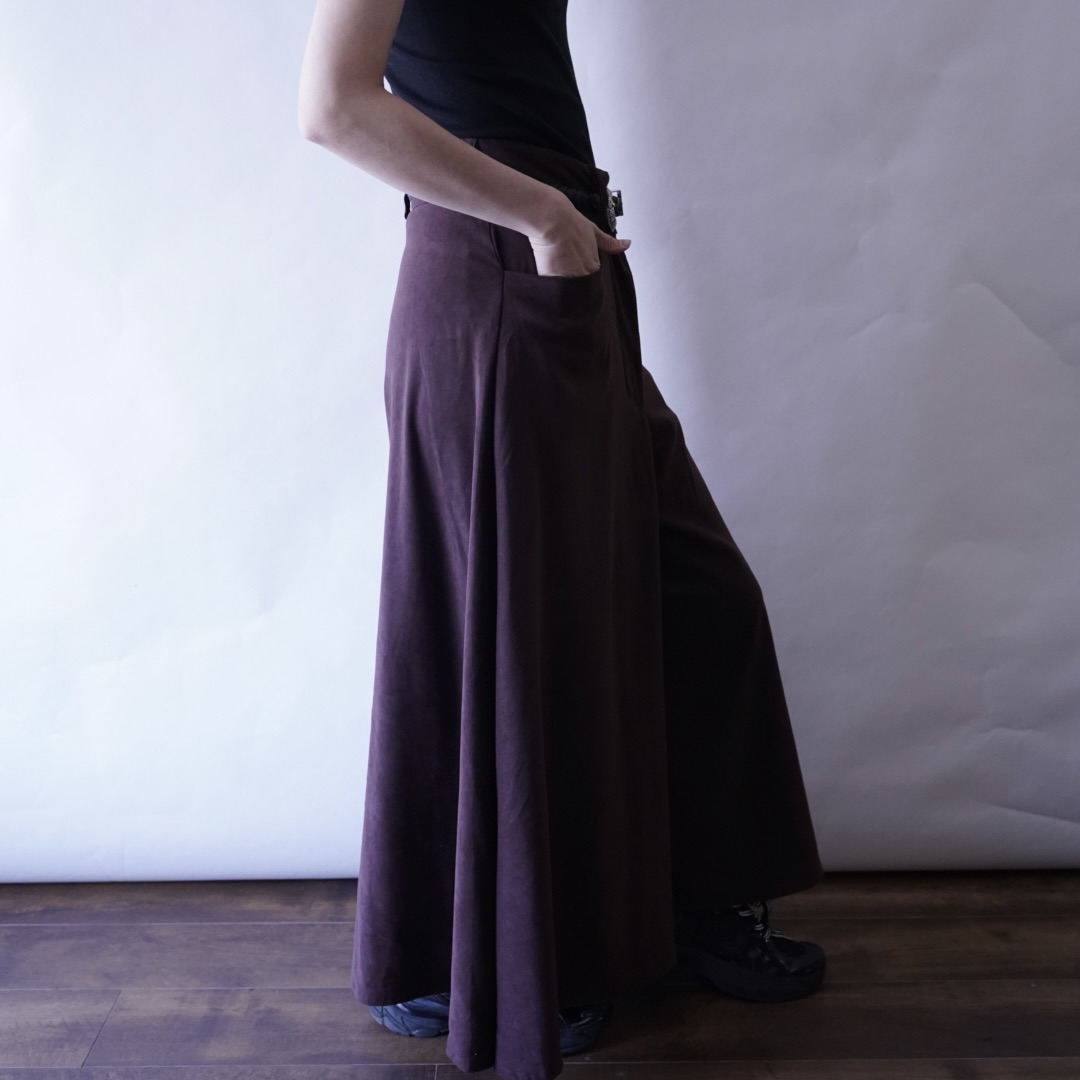 burgundy fake suede super wide hakama pants