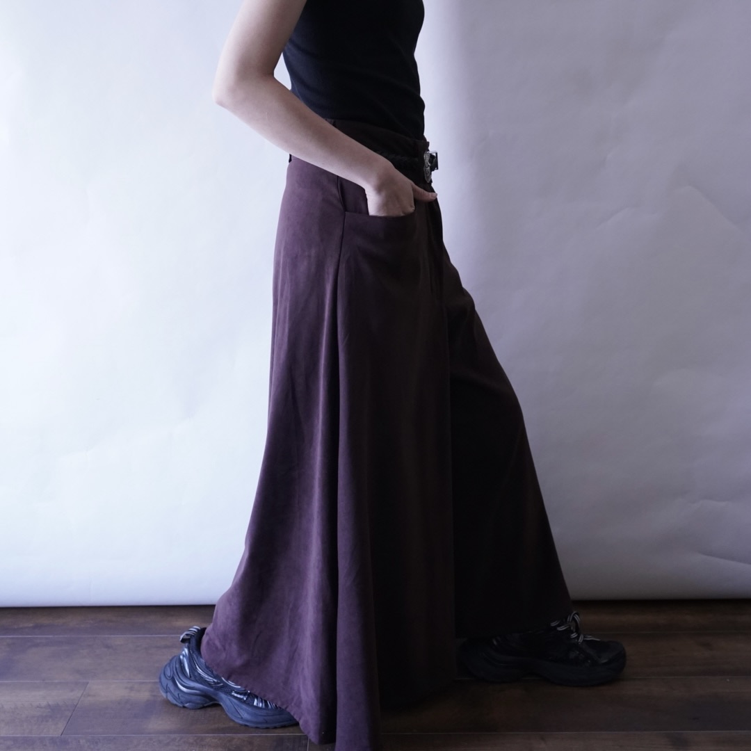 burgundy fake suede super wide hakama pants