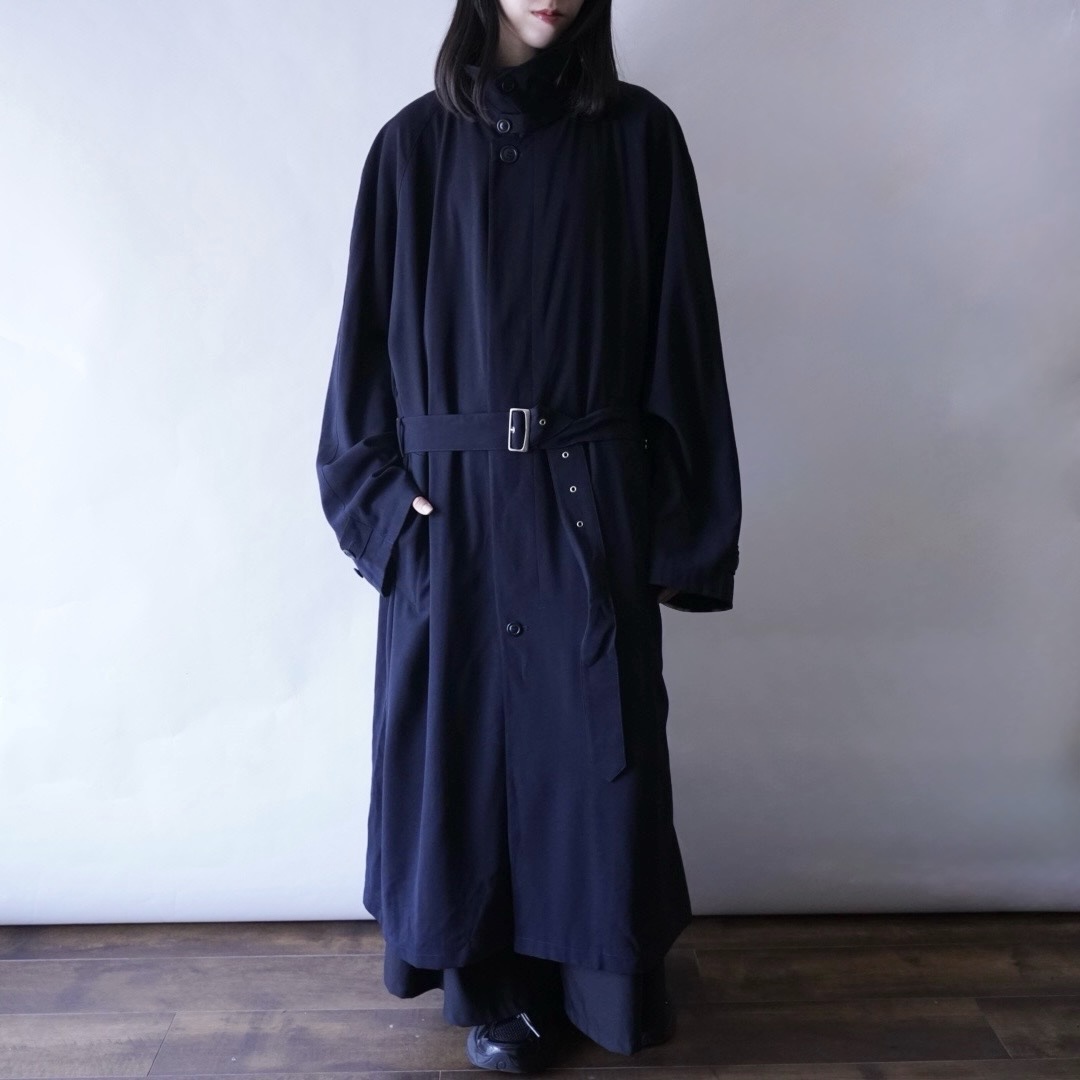 high neck minimal design long coat
