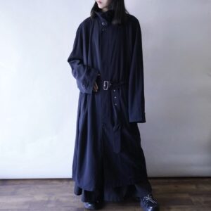 high neck minimal design long coat