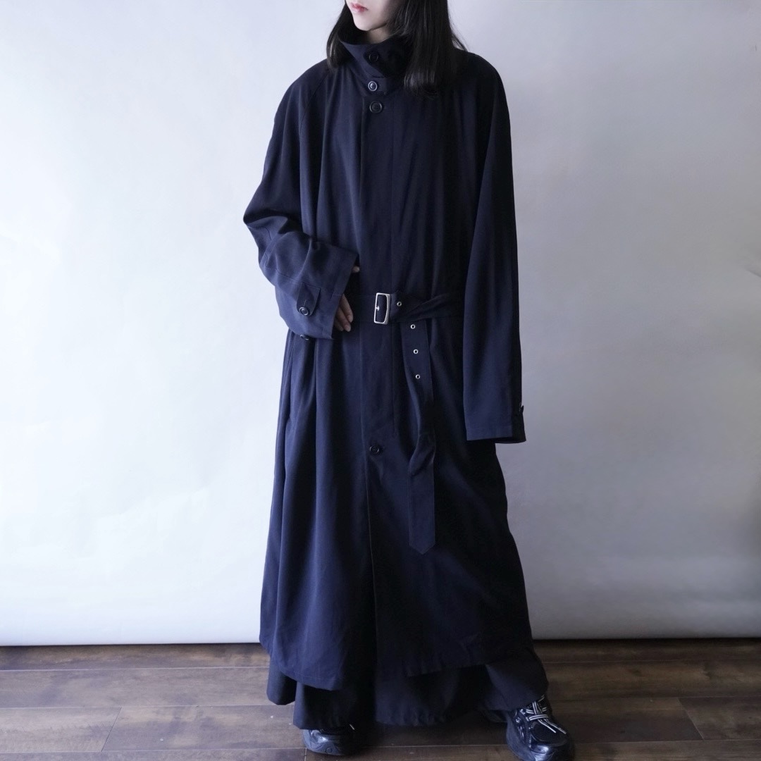 high neck minimal design long coat