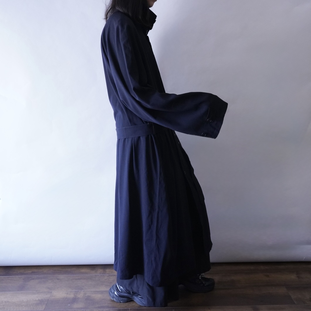 high neck minimal design long coat
