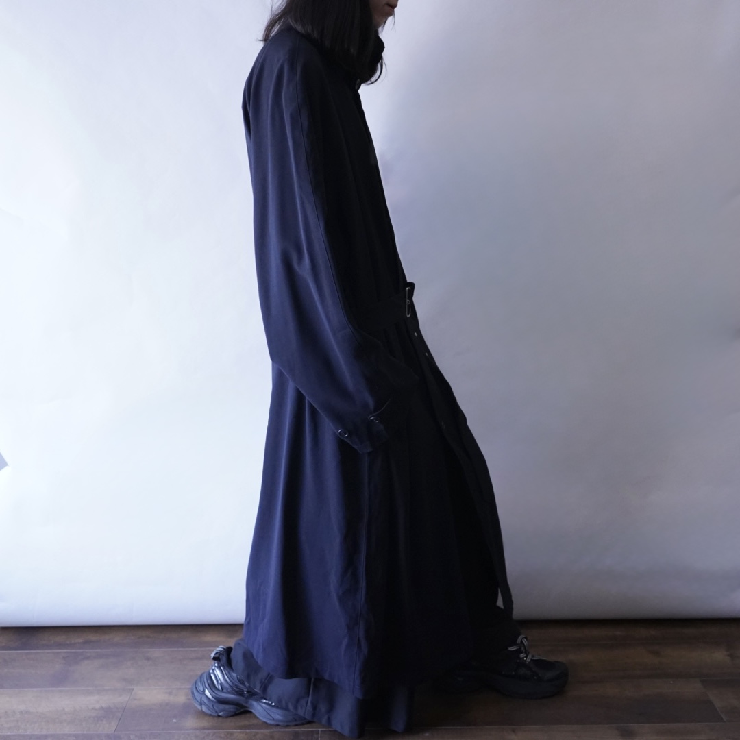 high neck minimal design long coat