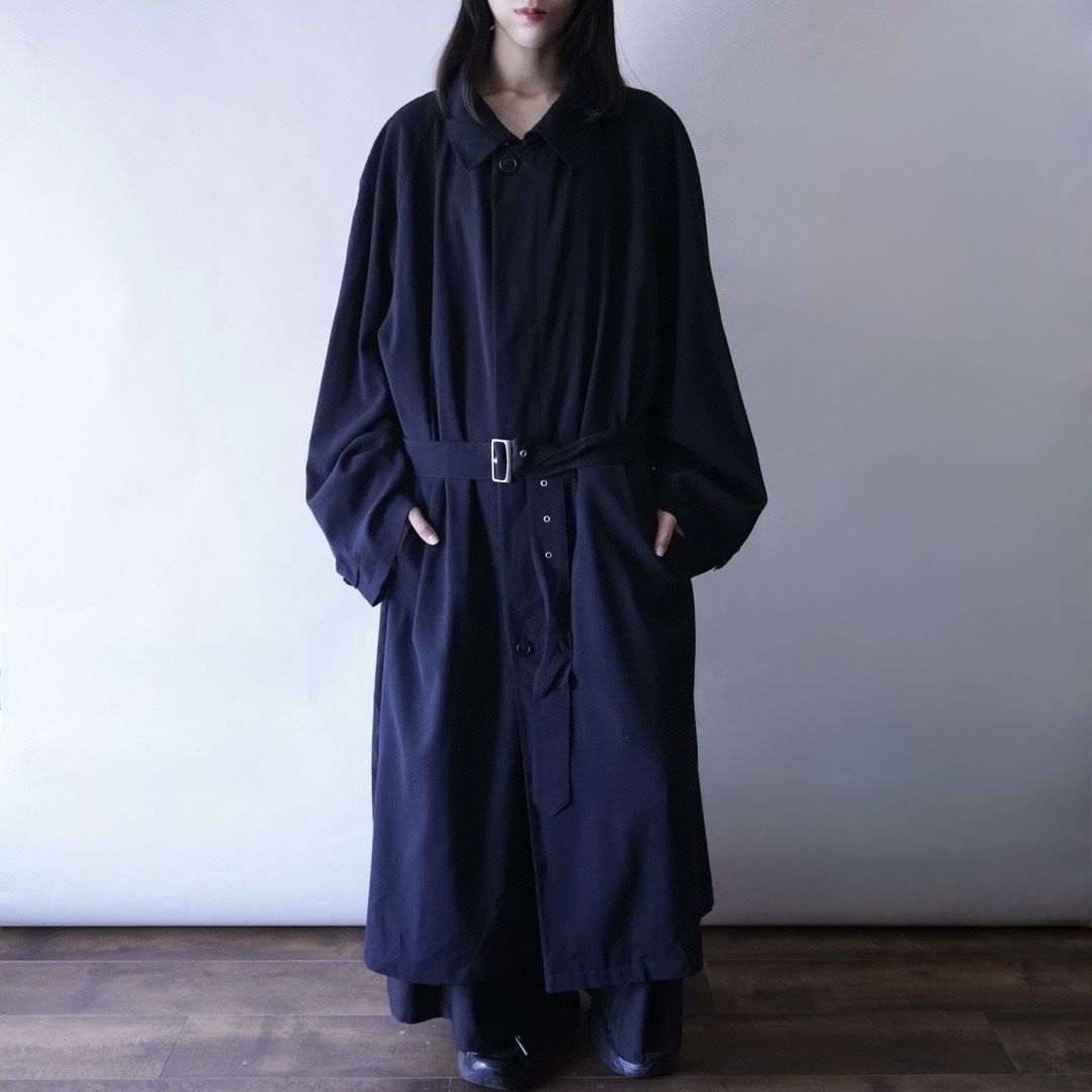 high neck minimal design long coat