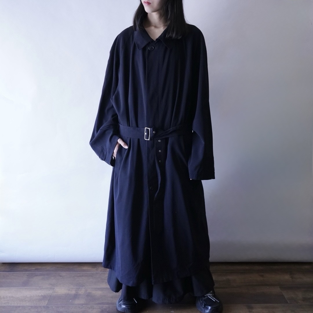high neck minimal design long coat