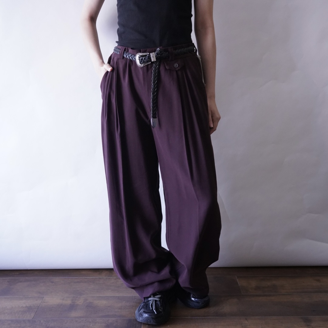 burgundy purple rayon gabardine terotero wide slacks