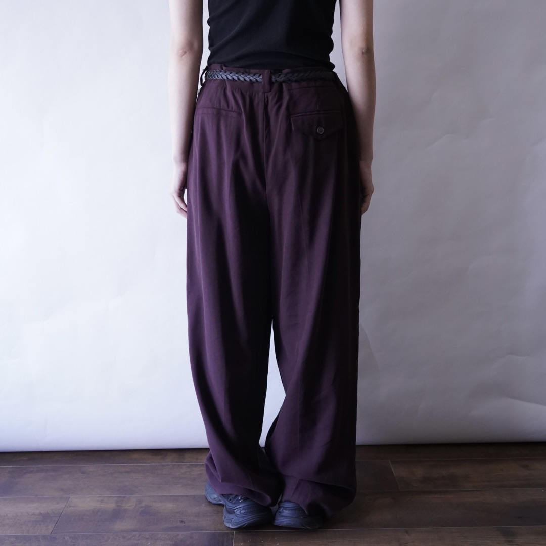 burgundy purple rayon gabardine terotero wide slacks