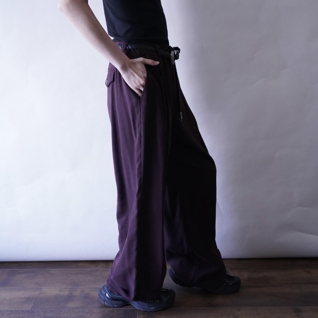 burgundy purple rayon gabardine terotero wide slacks