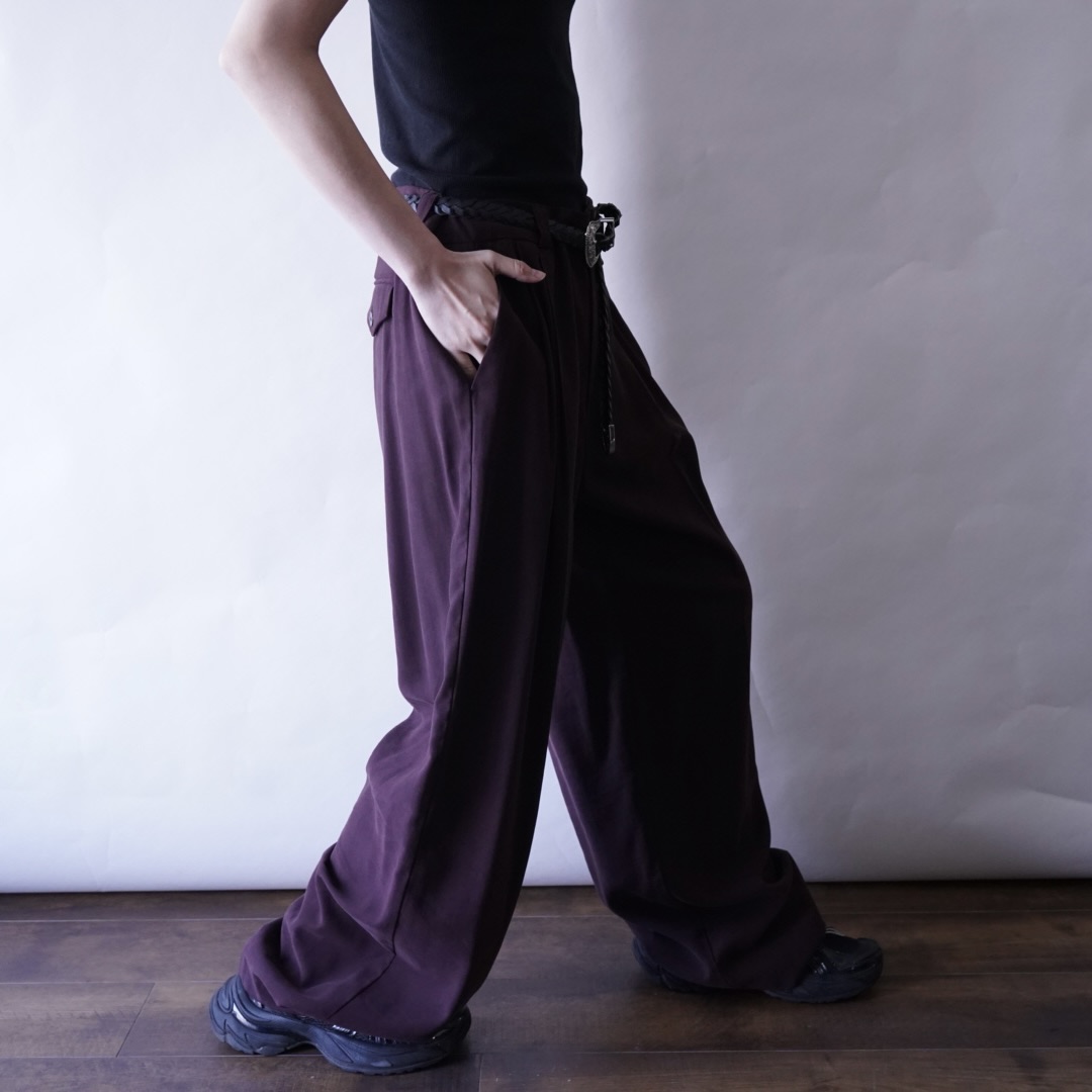 burgundy purple rayon gabardine terotero wide slacks