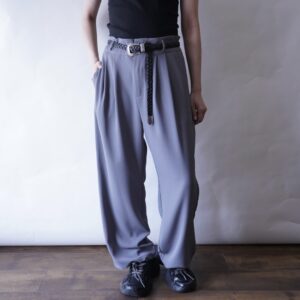 ennui gray drape fabric wide slacks