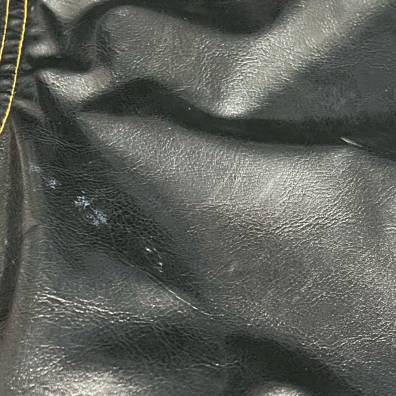 glossy enamel yellow stitch shirt jacket