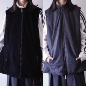 oversized velours × quilting vest