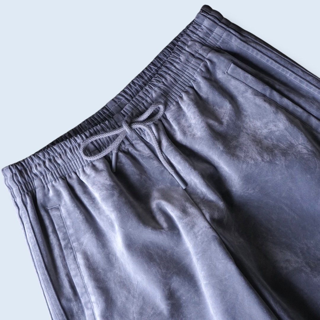 【adidas】fake suede baggy silhouette gray wide track pants