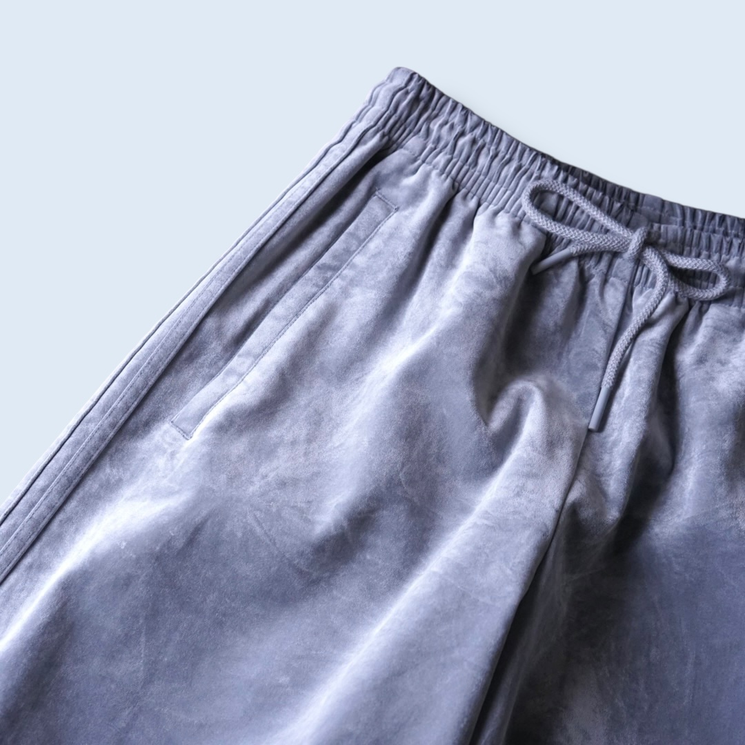 【adidas】fake suede baggy silhouette gray wide track pants