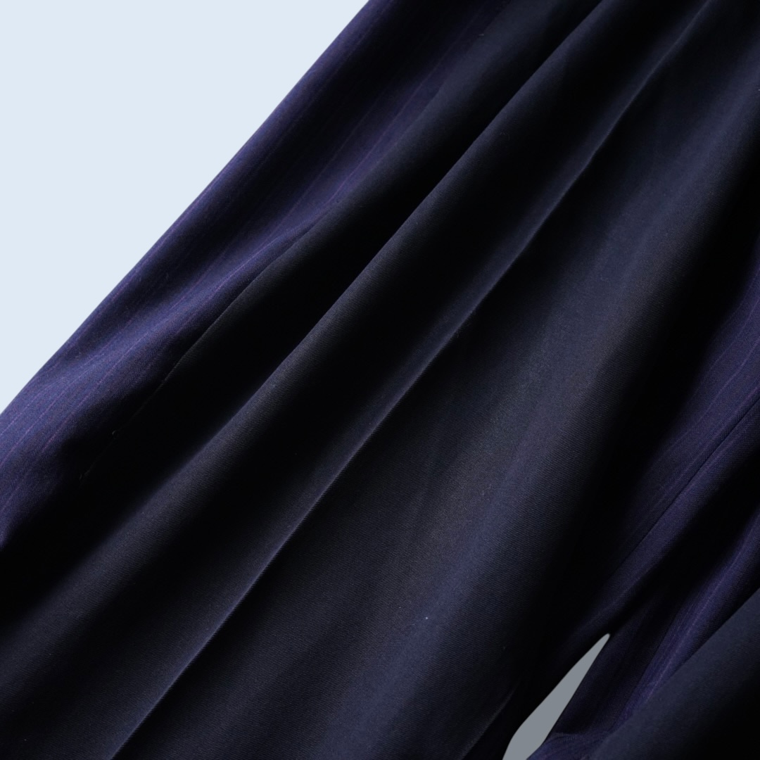 【W / W REMAKE】black × navy stripe docking wide slacks