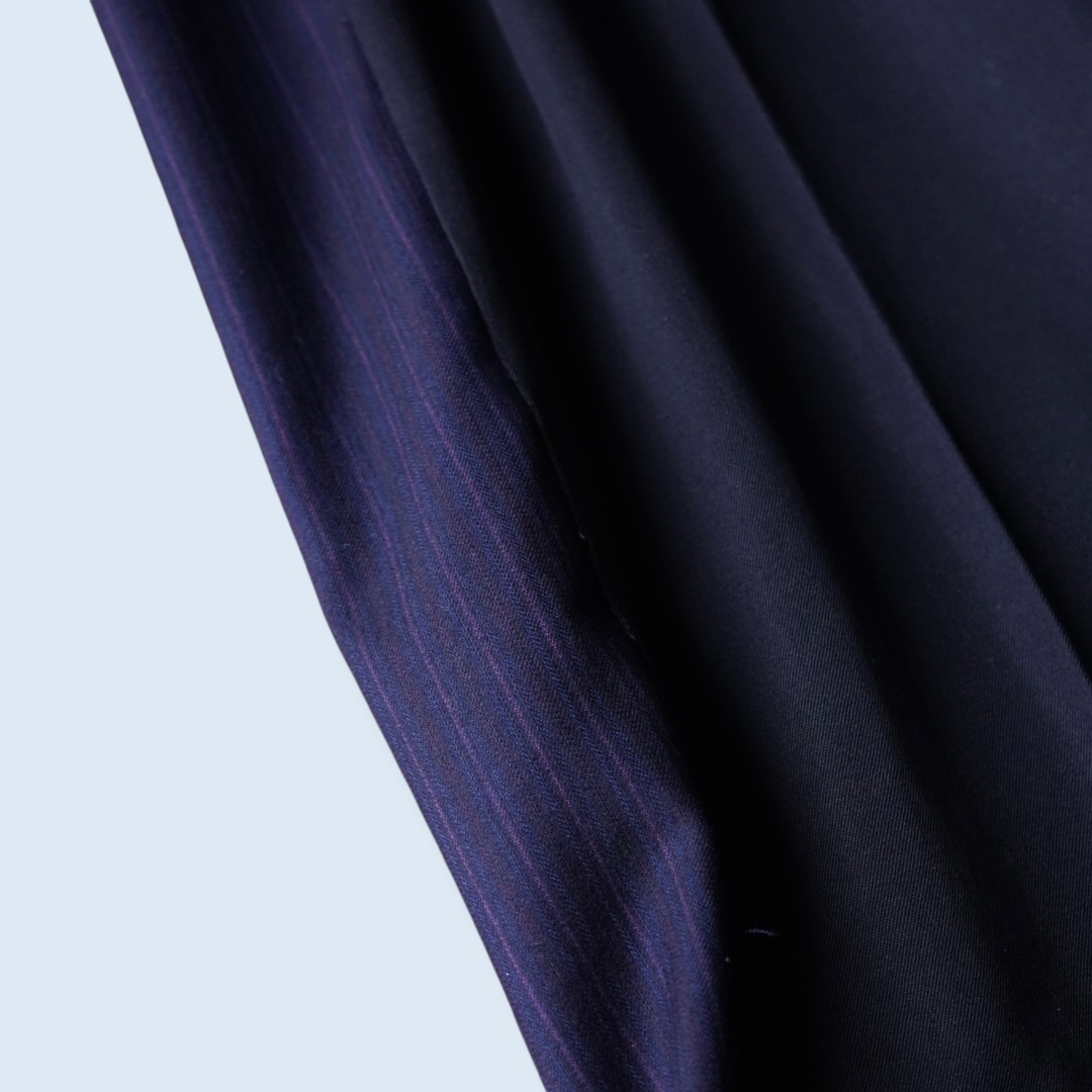 【W / W REMAKE】black × navy stripe docking wide slacks