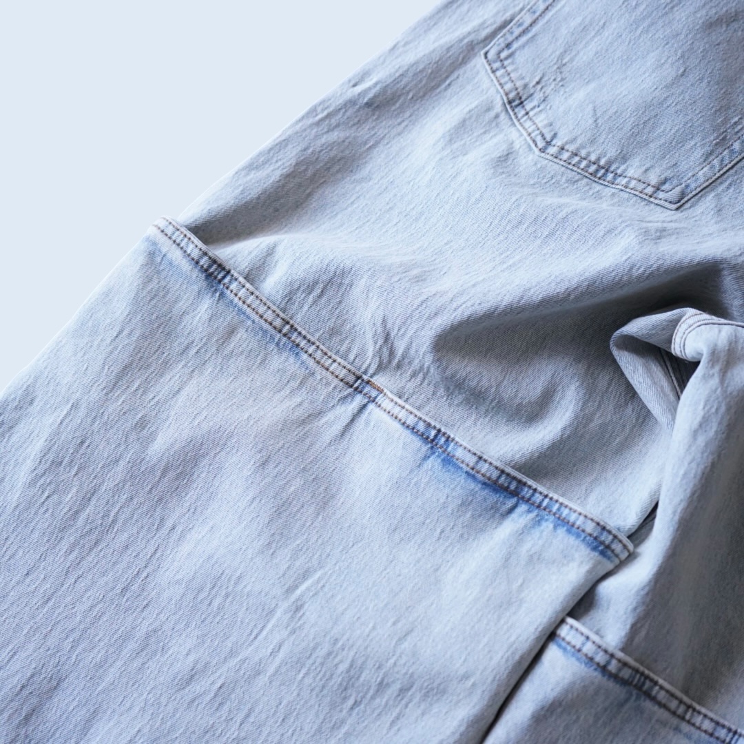 Y2K design bijou ornamental ice blue denim baggy pants