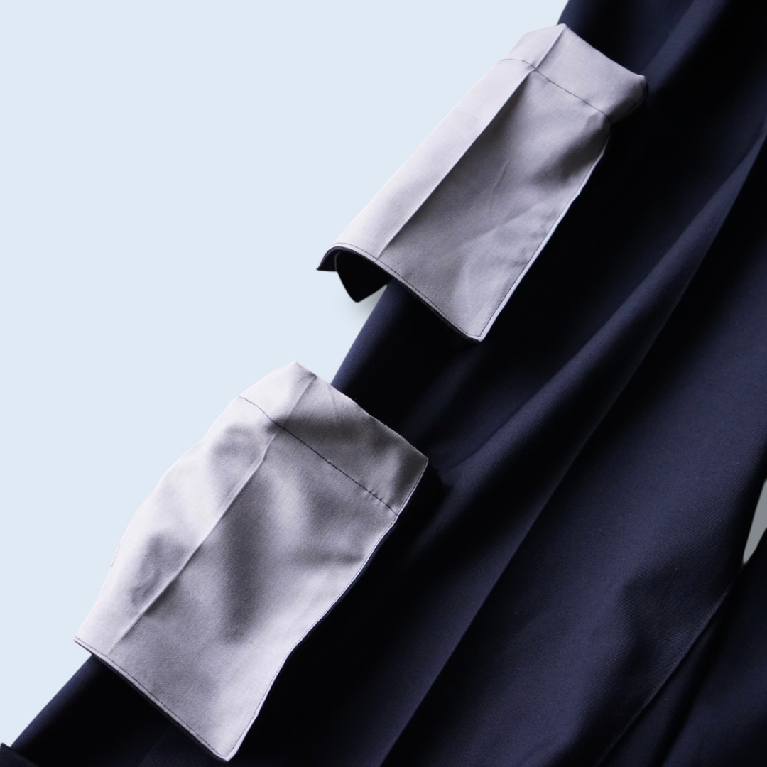 【W / W REMAKE】black × black docking & side cargo pocket wide slacks