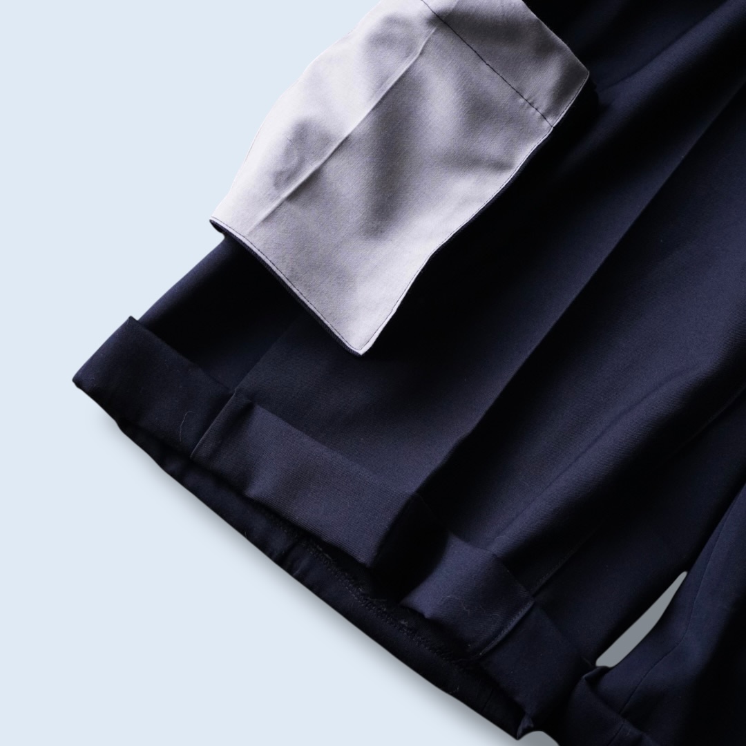 【W / W REMAKE】black × black docking & side cargo pocket wide slacks