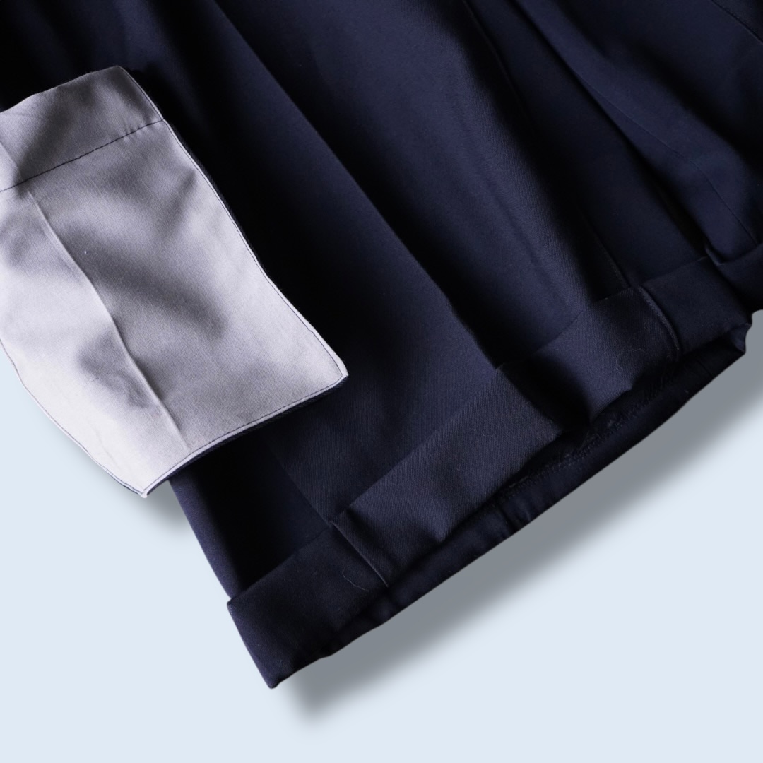 【W / W REMAKE】black × black docking & side cargo pocket wide slacks