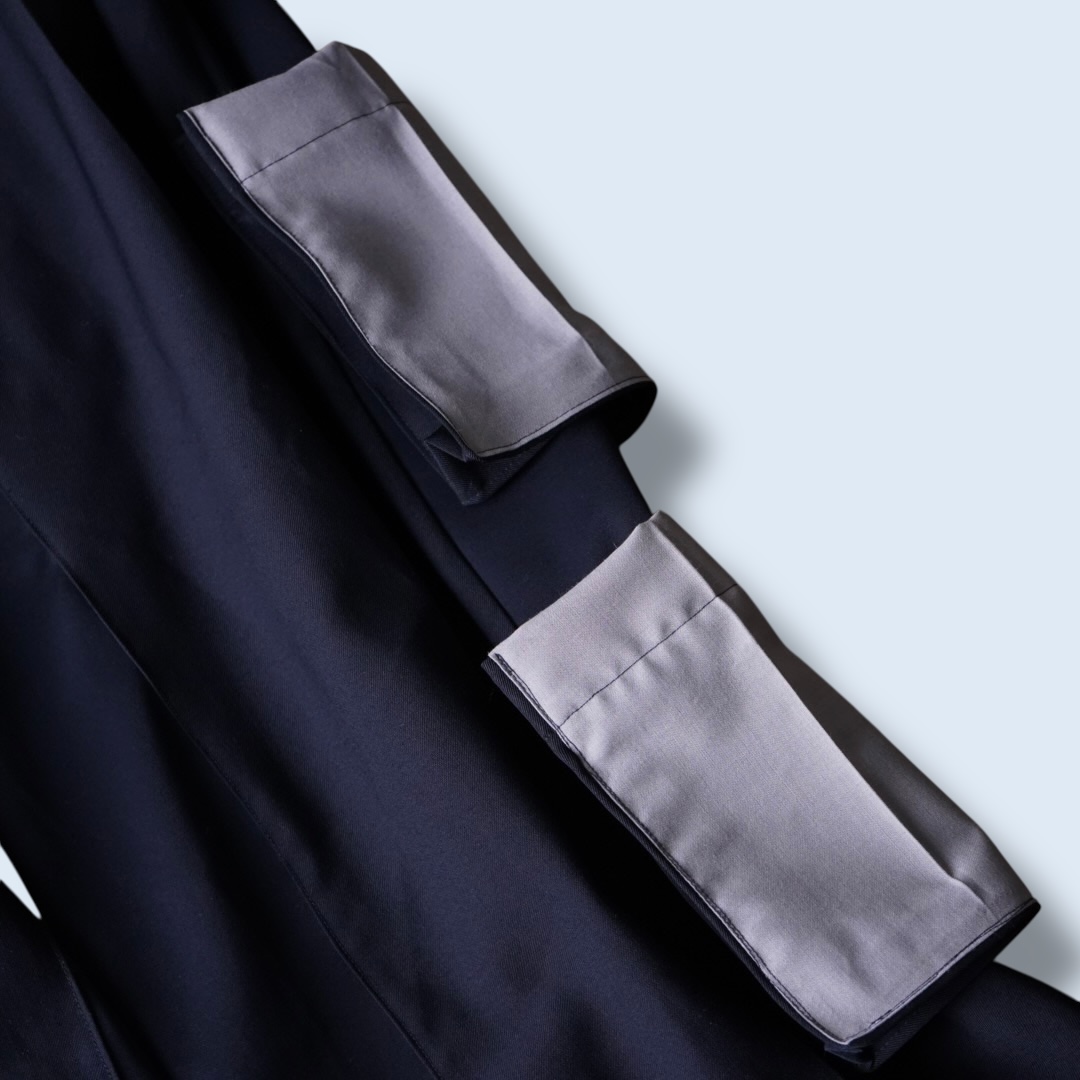 【W / W REMAKE】black × black docking & side cargo pocket wide slacks