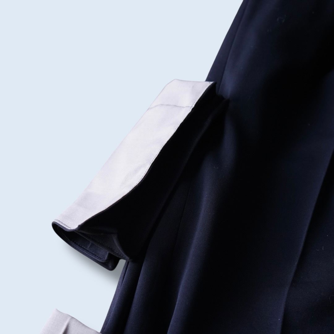 【W / W REMAKE】black × black docking & side cargo pocket wide slacks